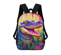 sinyumoney Colorful Crocodile in Jungle Mochilas Escolares Impresas En 3D, Mochila Escolar Informal Para Niños, Mochila Escolar De Moda Para Estudiantes De Secundaria 17inch