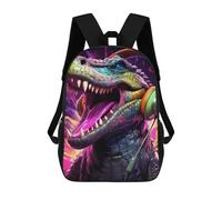 sinyumoney Colorful Crocodile with Headphones Mochila De Peluche Con Dibujos Animados, Mochila 3D Para Niños, Bolsa Escolar, Idea De Regalo De Cumpleaños Para Niños Y Niñas 17inch