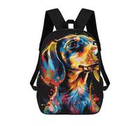 sinyumoney Colorful Dachshund Art Print-3 Mochila Escolar Infantil De 17 Pulgadas, Mochila Escolar Impresa En 3D Para Niños De Primaria Y Secundaria