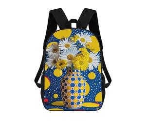 sinyumoney Colorful Daisies in Polka Dot Vase Mochilas Escolares Para La Escuela Secundaria, Preparatoria, Universidad Y Viajes Para Hombres, Mujeres Y Adolescentes 17inch
