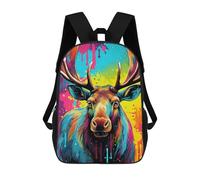 sinyumoney Colorful Deer Portrait-14 Mochila Escolar Infantil Con Impresión 3D, Mochila Escolar Informal Para Niños De Primaria Y Secundaria 17inch