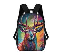 sinyumoney Colorful Deer Portrait-23 Mochila Escolar Infantil Impresa En 3D Para Niños, Mochilas De Viaje De Alta Capacidad, Bolsas Para Libros, Mochila Escolar Infantil 17inch