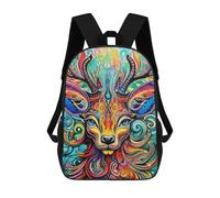 sinyumoney Colorful Deer Portrait-24 Mochila Infantil, Mochila Escolar Para Niños, Mochila Escolar Infantil Con Estampado 3D De Dibujos Animados, Mochila De Gran Capacidad Para Niños Y Niñas 17inch