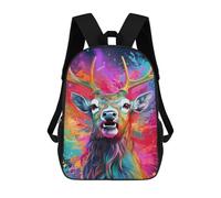 sinyumoney Colorful Deer Portrait-6 Mochila Escolar Para Niños, Mochila Escolar De Gran Capacidad Para Niños, Mochila Escolar 3D, Regalos Para Niños 17inch