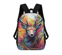 sinyumoney Colorful Deer Portrait Mochila Escolar Infantil Con Impresión 3D, Mochila Escolar Informal Para Niños De Primaria Y Secundaria 17inch