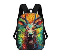 sinyumoney Colorful Deer Portrait Mochila Escolar Para Niños Y Niñas, Mochila Informal De Viaje, Mochila De Gran Capacidad Para El Día A Día 17inch