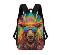 sinyumoney Colorful Deer with Sunglasses Mochilas Impresas En 3D Para Niños, Mochila Escolar, Mochila De Moda Para Niños De Primaria Y Secundaria 17inch