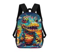 sinyumoney Colorful Dinosaur Artwork-2 Mochila Escolar Infantil De 17 Pulgadas Con Estampado 3D De Películas De Anime Para Niños, Mochila De Viaje, Mochila Escolar Infantil