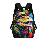 sinyumoney Colorful Dinosaur Astronaut Art Print -4 Mochila Mochila Informal Para El Día A Día, Para La Escuela, El Trabajo Y Los Viajes Para Hombres, Mujeres Y Adolescentes 17inch
