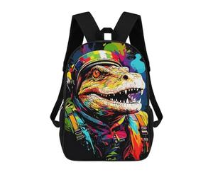 sinyumoney Colorful Dinosaur Astronaut Art Print -4 Mochila Mochila Informal Para El Día A Día, Para La Escuela, El Trabajo Y Los Viajes Para Hombres, Mujeres Y Adolescentes 17inch