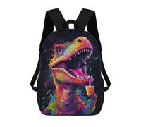 sinyumoney Colorful Dinosaur Drinking Juice Mochila Escolar Infantil De 17 Pulgadas, Mochila Escolar Impresa En 3D Para Niños De Primaria Y Secundaria