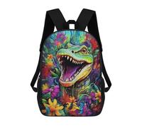 sinyumoney Colorful Dinosaur in Flowers Mochila Escolar Infantil Estampada Para Adultos Y Niños, Mochila De Viaje Para El Día A Día 17inch