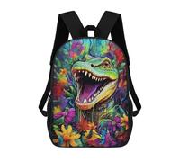 sinyumoney Colorful Dinosaur in Flowers Mochila Escolar Mochila De Día Mochila De Negocios Mochila Impermeable Para Libros Para La Escuela/trabajo/viajes 17inch