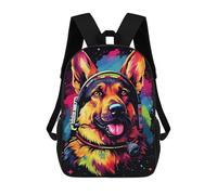 sinyumoney Colorful Dog DJ Headphones Art Mochila Grande Para Portátil Resistente Al Agua Para La Escuela - Perfecta Para Viajes, Trabajo Y Uso Diario 17inch