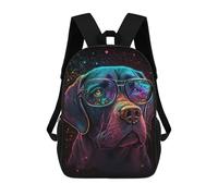 sinyumoney Colorful Dog Glasses Art Print Mochila Escolar Infantil De 17 Pulgadas, Impresa En 3D, Estilo Casual, Para Niños, Ideal Para Viajes, Como Mochila Escolar O Para Llevar Libros.