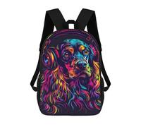 sinyumoney Colorful Dog Headphones Art Print-5 Mochila Escolar Infantil De 17 Pulgadas, Impresa En 3D, Estilo Casual, Para Niños, Ideal Para Viajes, Como Mochila Escolar O Para Llevar Libros.