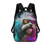 sinyumoney Colorful Dog Sunglasses Art Print-5 Mochila Infantil De 17 Pulgadas, Mochila Escolar Con Estampado 3D De Dibujos Animados Para Niños Y Adolescentes.