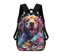 sinyumoney Colorful Dog with Money Mochila Escolar Infantil Estampada Para Adultos Y Niños, Mochila De Viaje Para El Día A Día 17inch