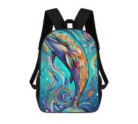 sinyumoney Colorful Dolphin Illustration Mochila Infantil, Mochila Escolar De Gran Capacidad Para Estudiantes, Mochila Para Libros, Mochila Para Niños, Niñas, Adultos Y Adolescentes 17inch