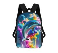 sinyumoney Colorful Dolphin Splash-2 Mochila Infantil, Mochila Escolar Para Niños, Mochila Escolar Infantil Con Estampado 3D De Dibujos Animados, Mochila De Gran Capacidad Para Niños Y Niñas 17inch