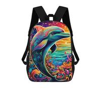 sinyumoney Colorful Dolphin Sunset Mochila Escolar Impresa En 3D Para Niños, Mochila Escolar Informal De Moda Para Viajes Para Niños Y Estudiantes 17inch