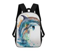 sinyumoney Colorful Dolphin Watercolor Art Print-2 Mochila Escolar Infantil De Moda Informal Mochilas Infantiles Impresas En 3D Mochila Grande Para Niño 17inch