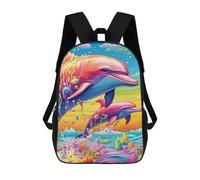 sinyumoney Colorful Dolphins Ocean Scene Mochila Escolar Para Niños, Mochila Escolar De Gran Capacidad Para Niños, Mochila Escolar 3D, Regalos Para Niños 17inch