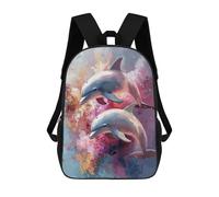 sinyumoney Colorful Dolphins Painting Artwork Mochilas Escolares, De Viaje Y Universitarias Para Hombres, Mujeres Y Adolescentes 17inch