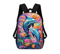 sinyumoney Colorful Dolphins Underwater Mochila Escolar Impresa En 3D Para Niños, Mochila Escolar Informal De Moda Para Viajes Para Niños Y Estudiantes 17inch