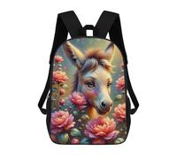 sinyumoney Colorful Donkey with Flowers Mochila Escolar Grande Para Niños Para El Campus, Actividades Al Aire Libre, Viajes Y Deportes 17inch