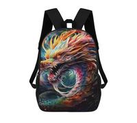 sinyumoney Colorful Dragon Art Print-10 Mochila Escolar Impresa En 3D 17inch Mochila Escolar Infantil Mochilas De Viaje Mochila Informal De Moda Para Niños Y Estudiantes
