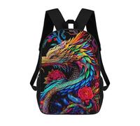 sinyumoney Colorful Dragon Artwork-4 Mochila De Peluche Con Dibujos Animados, Mochila 3D Para Niños, Bolsa Escolar, Idea De Regalo De Cumpleaños Para Niños Y Niñas 17inch
