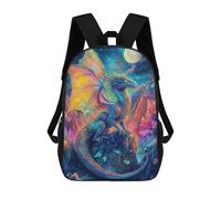 sinyumoney Colorful Dragon Fantasy Art Mochila Infantil Para Niñas, Mochila Escolar 3D, Mochila Para Niños Pequeños, Mochila Informal De Día, Mochila Escolar De Moda 17inch
