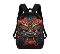 sinyumoney Colorful Dragon Mask Artwork Mochila Escolar Infantil De 17 Pulgadas Con Estampado 3D De Películas De Anime Para Niños, Mochila De Viaje, Mochila Escolar Infantil
