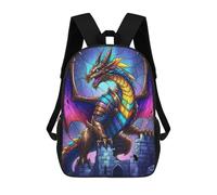 sinyumoney Colorful Dragon on Castle Ruins Mochilas Informales Para Niños, Mochila Escolar Para Adolescentes, Niñas Y Niños, Mochilas Para Libros 17inch