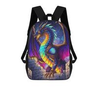 sinyumoney Colorful Dragon on Castle Wall Mochila Escolar Impresa En 3D Para Niños, Mochila Escolar Informal De Moda Para Viajes Para Niños Y Estudiantes 17inch