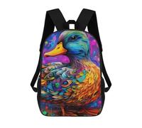 sinyumoney Colorful Duck Artwork-1 Mochila Escolar De Moda Para Estudiantes, Adecuada Para Niños Y Niñas, Mochila Informal Para Viajes Al Aire Libre, Esencial Para El Día A Día 17inch