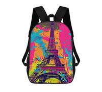 sinyumoney Colorful Eiffel Tower Art Print-1 Mochila Escolar Infantil De 17 Pulgadas, Mochila Escolar Impresa En 3D Para Niños De Primaria Y Secundaria