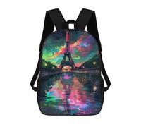sinyumoney Colorful Eiffel Tower Reflection Mochila Escolar Infantil Impresa En 3D Para Niños, Mochila De Viaje De Alta Capacidad, Mochilas Para Libros De 17 Pulgadas Para Niños
