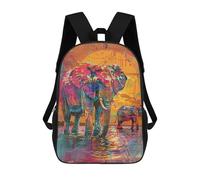 sinyumoney Colorful Elephant Art Print-3 Mochila Escolar Secundaria Informal Para Viajes, Mochilas Para La Escuela Secundaria, Para Acampar, Aventuras Al Aire Libre Y Viajes Diarios 17inch