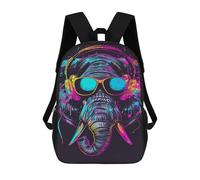 sinyumoney Colorful Elephant Headphones Art Print-4 Mochila Escolar De Moda, Mochila Para Material Escolar, Mochila Impermeable Informal Para Hombres/mujeres 17inch