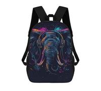 sinyumoney Colorful Elephant Headphones Art Print-5 Mochilas Para Niños 17inch Mochila Escolar Mochila Escolar Impresa En 3D Para Niños De Primaria Y Secundaria
