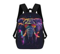 sinyumoney Colorful Elephant Sunglasses Art Print Mochila Escolar Infantil De 17 Pulgadas, Mochila Escolar Impresa En 3D Para Niños De Primaria Y Secundaria
