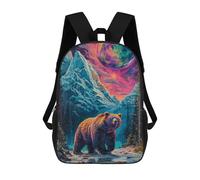 sinyumoney Colorful Fantasy Bear Landscape Mochila Infantil De 17 Pulgadas, Mochila Escolar Con Estampado 3D De Dibujos Animados Para Niños Y Adolescentes.