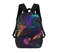 sinyumoney Colorful Fantasy Bird Art Print Mochila Escolar Para Secundaria, Mochila Informal Para Niñas Y Adolescentes 17inch