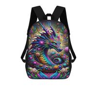 sinyumoney Colorful Fantasy Dragon Artwork Mochila Escolar Infantil Impresa En 3D Para Niños, Mochila De Viaje De Alta Capacidad, Mochilas Para Libros De 17 Pulgadas Para Niños