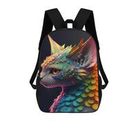 sinyumoney Colorful Fantasy Dragon Cat Art Mochilas Infantiles Impresas En 3D De 17 Pulgadas. Mochila Escolar Informal Impresa En 3D Para Niños De Primaria Y Secundaria.