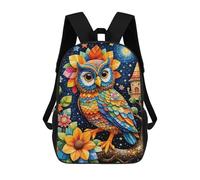sinyumoney Colorful Fantasy Owl Artwork-1 Mochilas De 17 Pulgadas Para Niños, Mochilas Escolares Impresas En 3D Para Estudiantes De Primaria Y Secundaria, Para Niños Y Niñas.