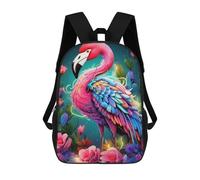 sinyumoney Colorful Flamingo Garden Mochila Escolar Para Niños De 17 Pulgadas, Mochila Informal De Viaje Para Niños Y Niñas, Mochila De Gran Capacidad Para El Día A Día 17inch