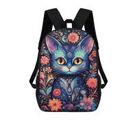 sinyumoney Colorful Floral Cat Art Print Mochila Escolar Infantil De 17 Pulgadas Con Estampado 3D De Películas De Anime Para Niños, Mochila De Viaje, Mochila Escolar Infantil